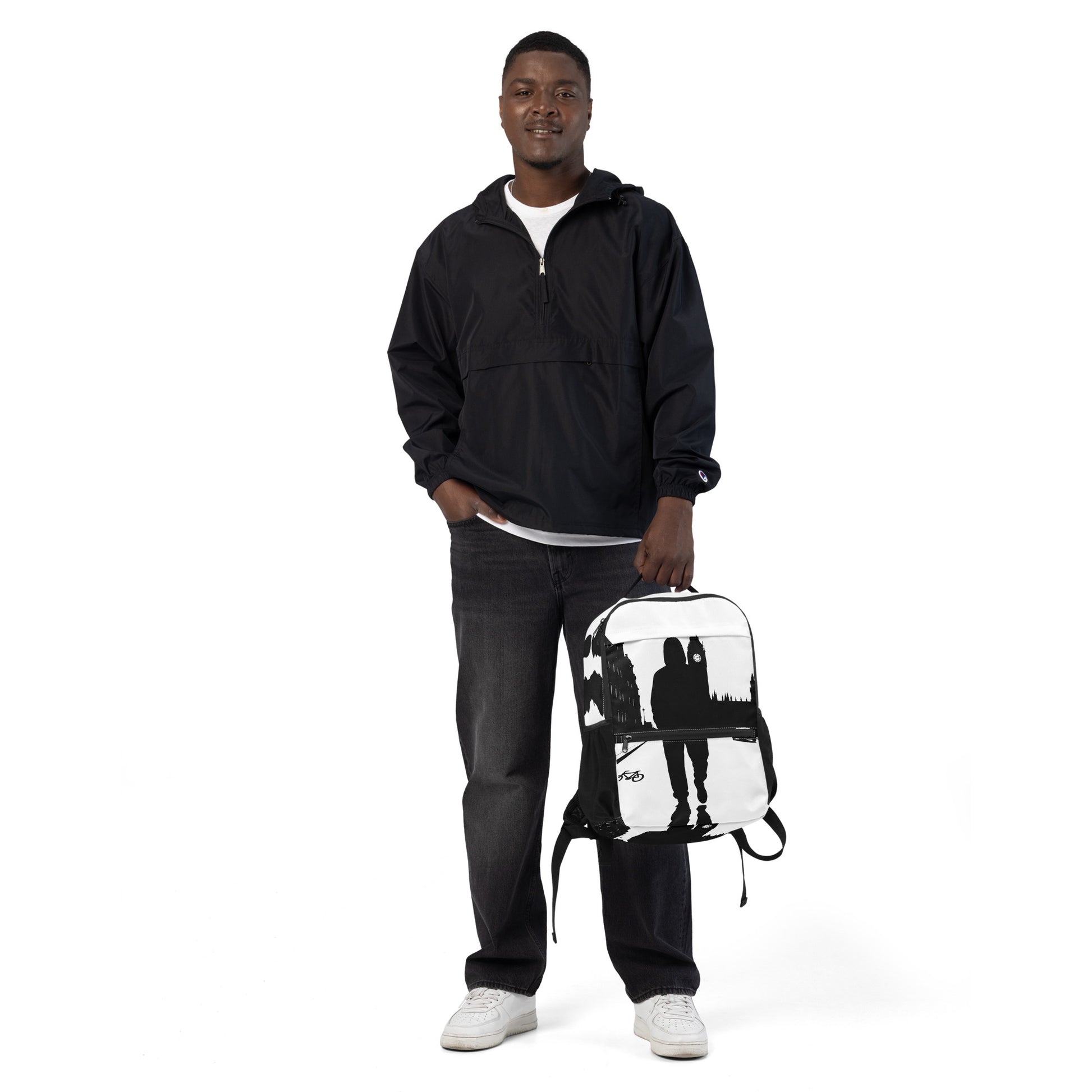 Urban Fashion & Streetwear CKL Urban Utility Backpack in black with all-over print, designed for carrying laptops and essentials.