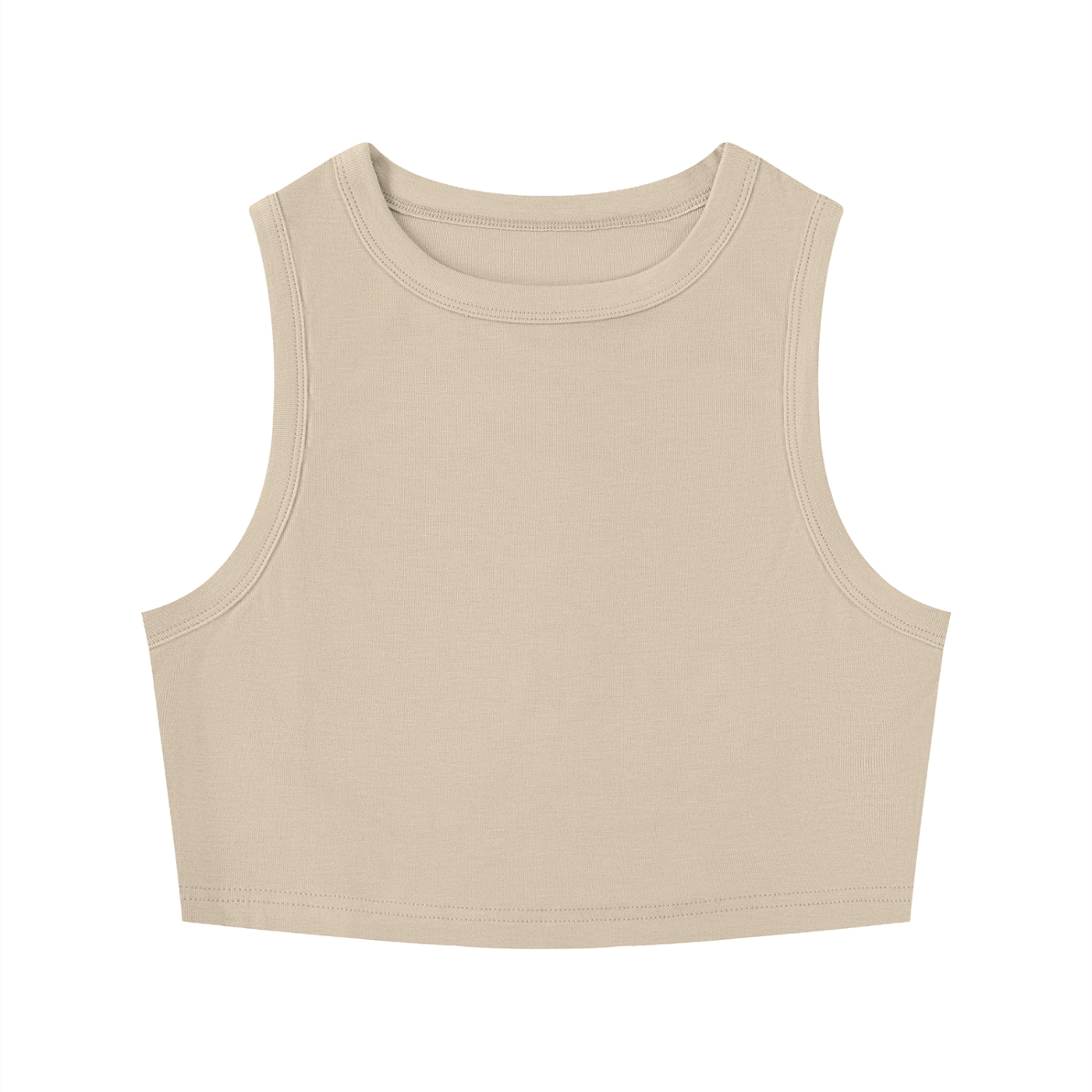 Urban Fashion & Streetwear | Craftklart beige crewneck cropped tank top in a soft-touch tight-fit fabric.