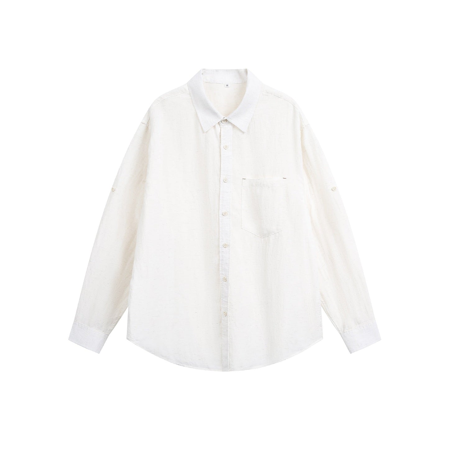 Urban Fashion & Streetwear | Craftklart minimalist beige long sleeve button-down shirt with a loose fit and chest pocket