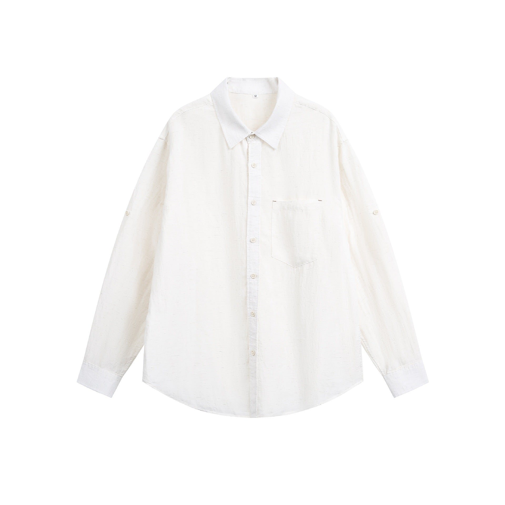Urban Fashion & Streetwear | Craftklart minimalist beige long sleeve button-down shirt with a loose fit and chest pocket