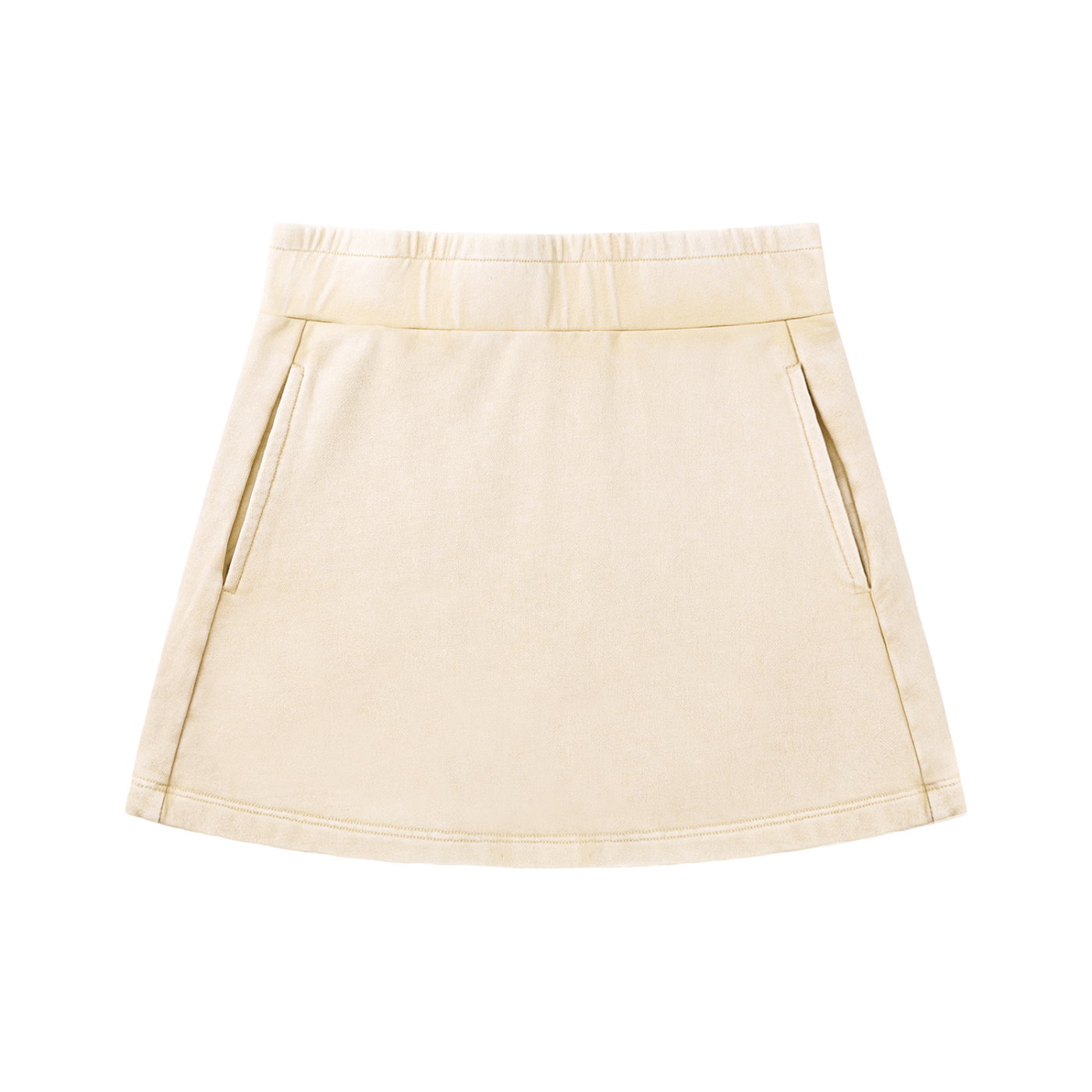 Urban Fashion & Streetwear | Craftklart beige mineral wash mini skirt with an elastic waistband and side pockets.