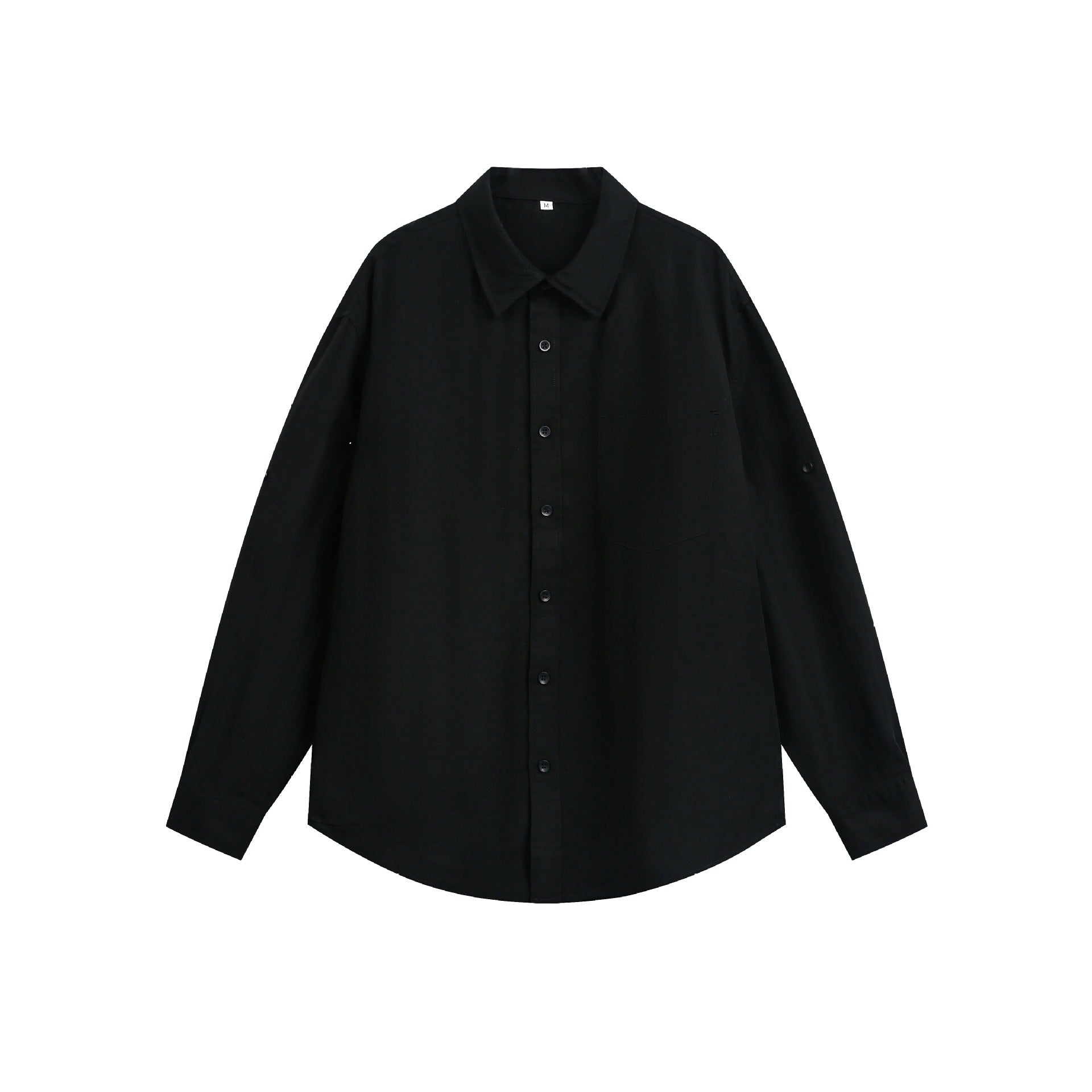 Urban Fashion & Streetwear | Craftklart black long sleeve button-up shirt with a loose fit and minimalist design