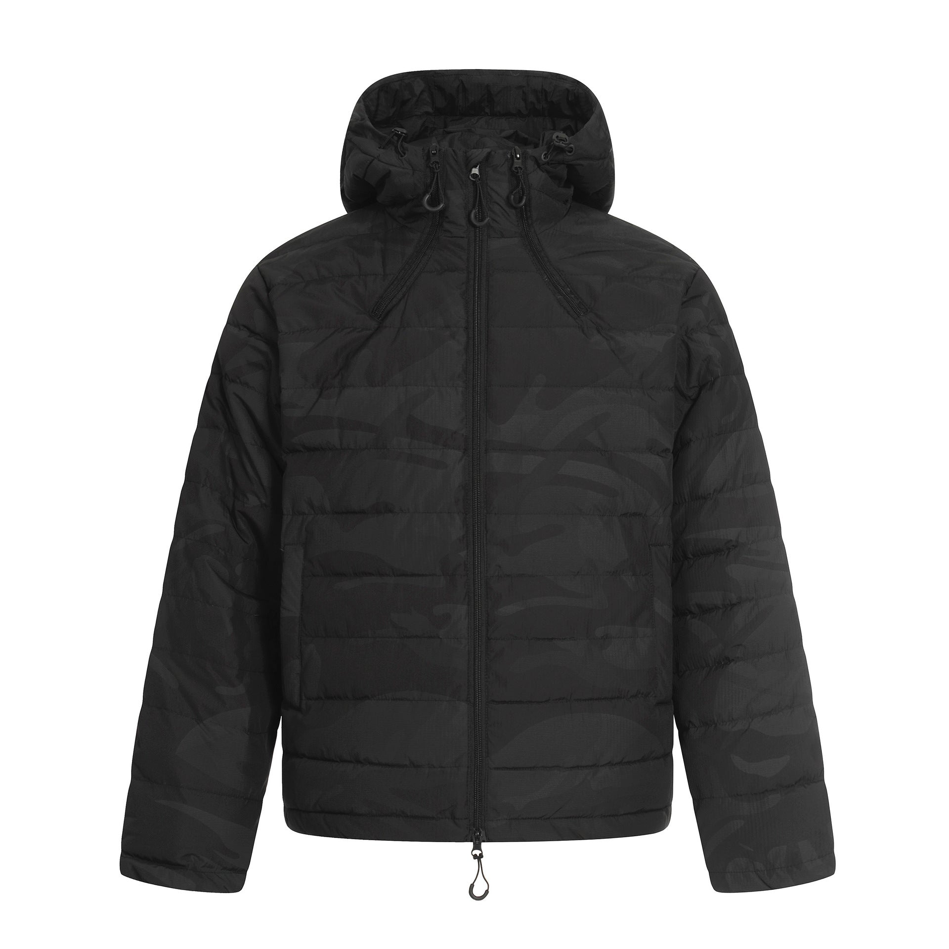 Urban Fashion & Streetwear | Craftklart black camouflage lightweight polyester winter jacket with hood and zipper