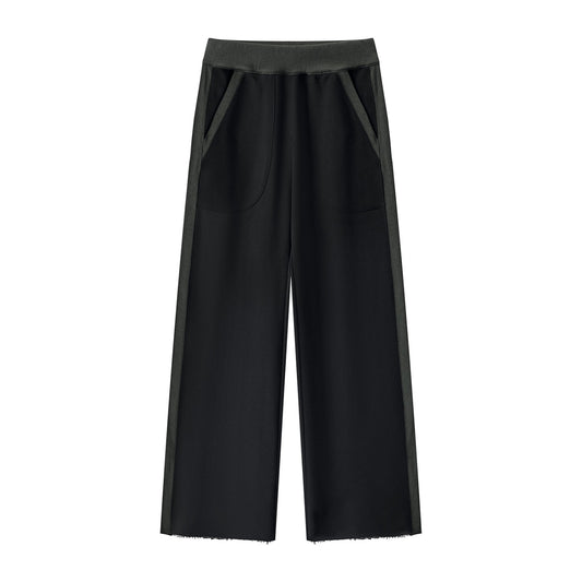 Urban Fashion & Streetwear | Craftklart black cotton sweatpants with a mid-waist, loose fit, and raw hem detail.