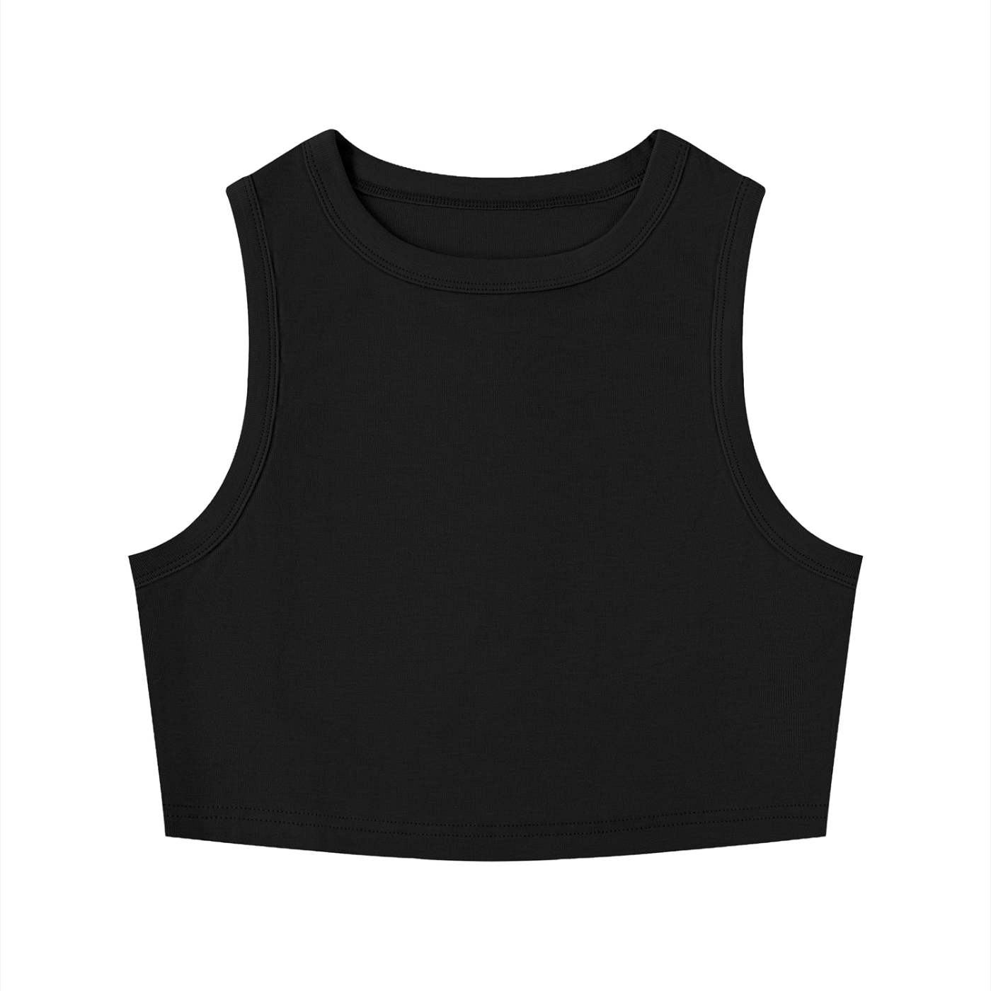 Urban Fashion & Streetwear | Craftklart black crewneck cropped tank top with a tight, minimalist fit.