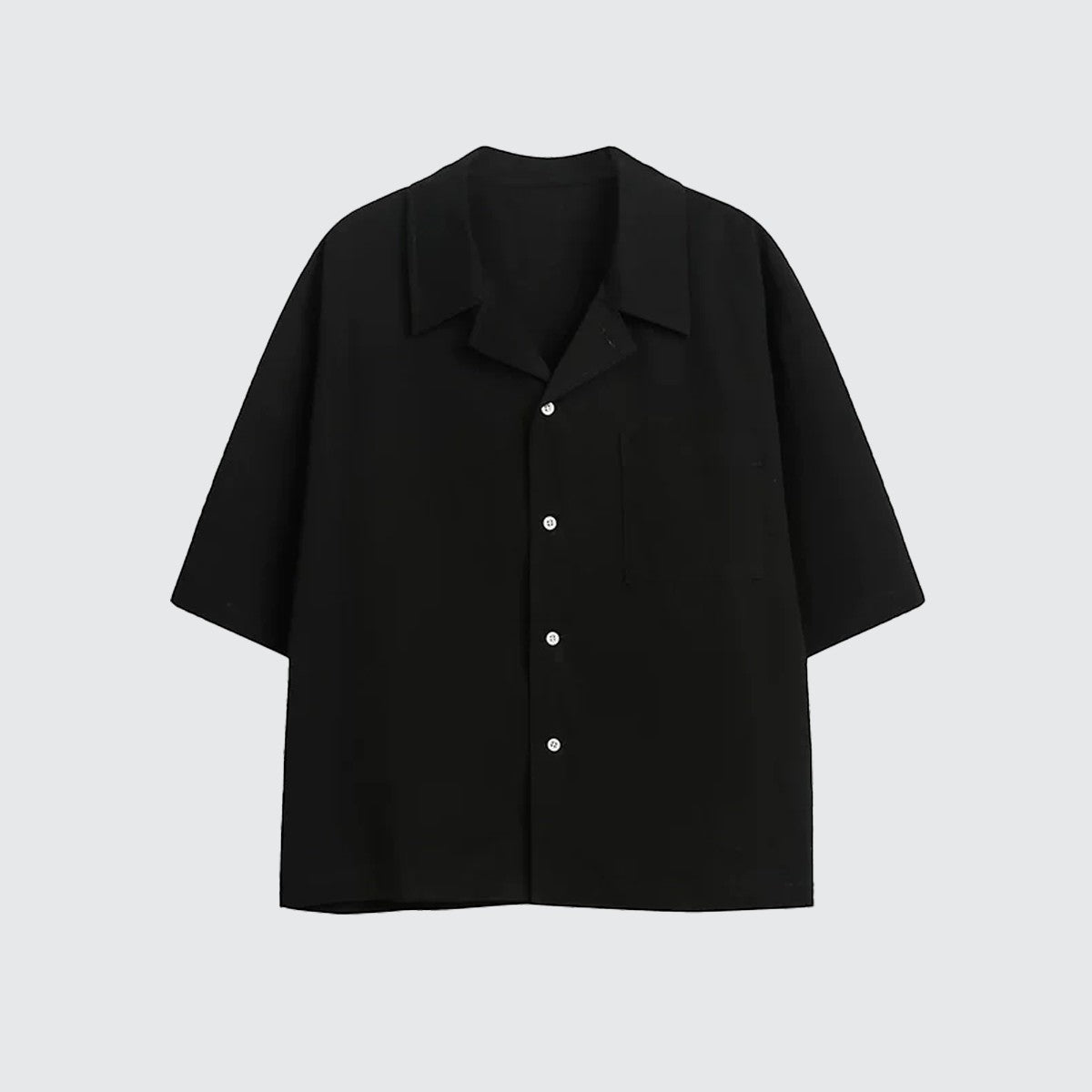 Urban Fashion & Streetwear | Craftklart black cotton Cuban collar shirt with short sleeves and a clean fit design.