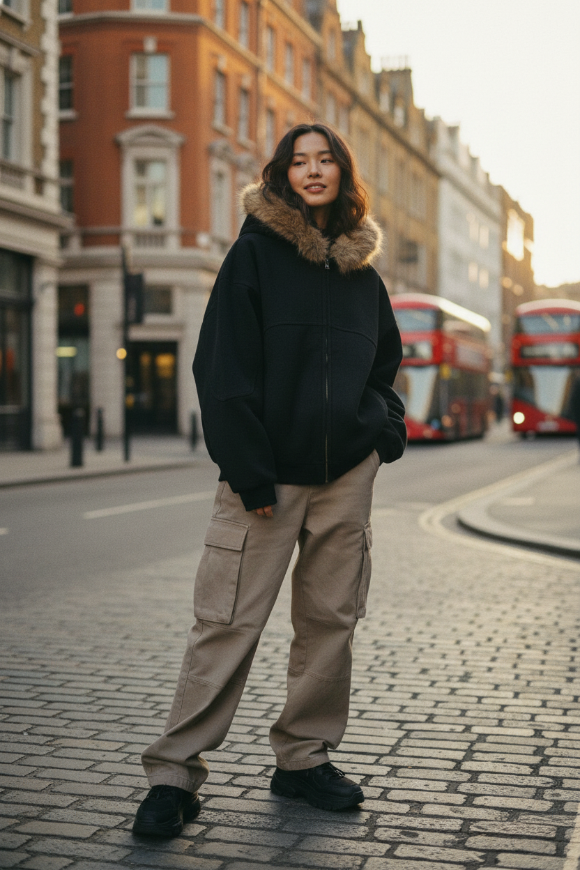 Urban Fashion & Streetwear | Craftklart Faux Fur Hooded Zip Up Jacket