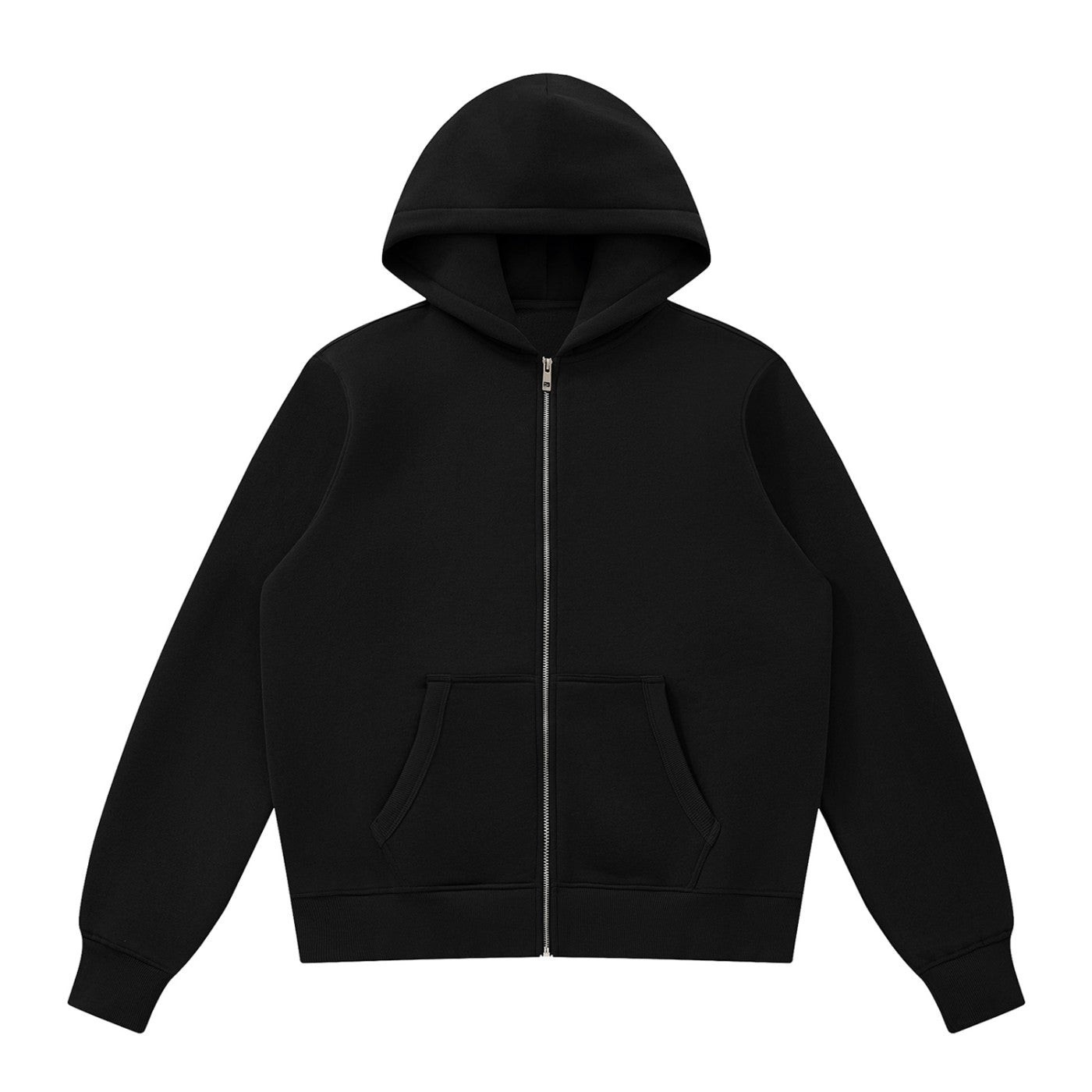Urban Fashion & Streetwear | Craftklart black fleece full-zip hoodie with a hood and front pockets.