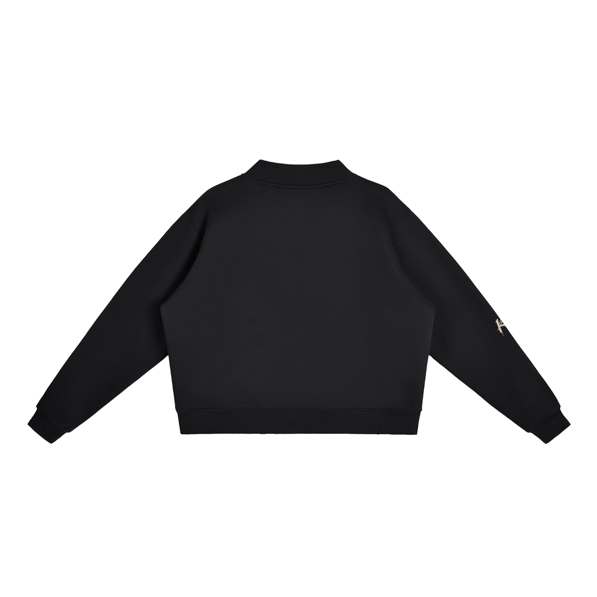 Back view of Urban Fashion & Streetwear | Craftklart black oversized fleece mock-neck sweatshirt with drop shoulders.