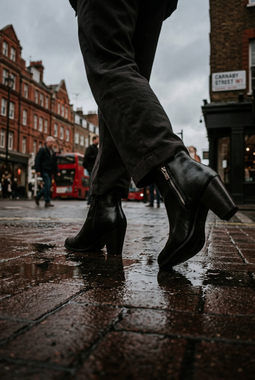 Black Duskline heeled ankle boots for women, stylish urban streetwear footwear by Craftklart Dropship.