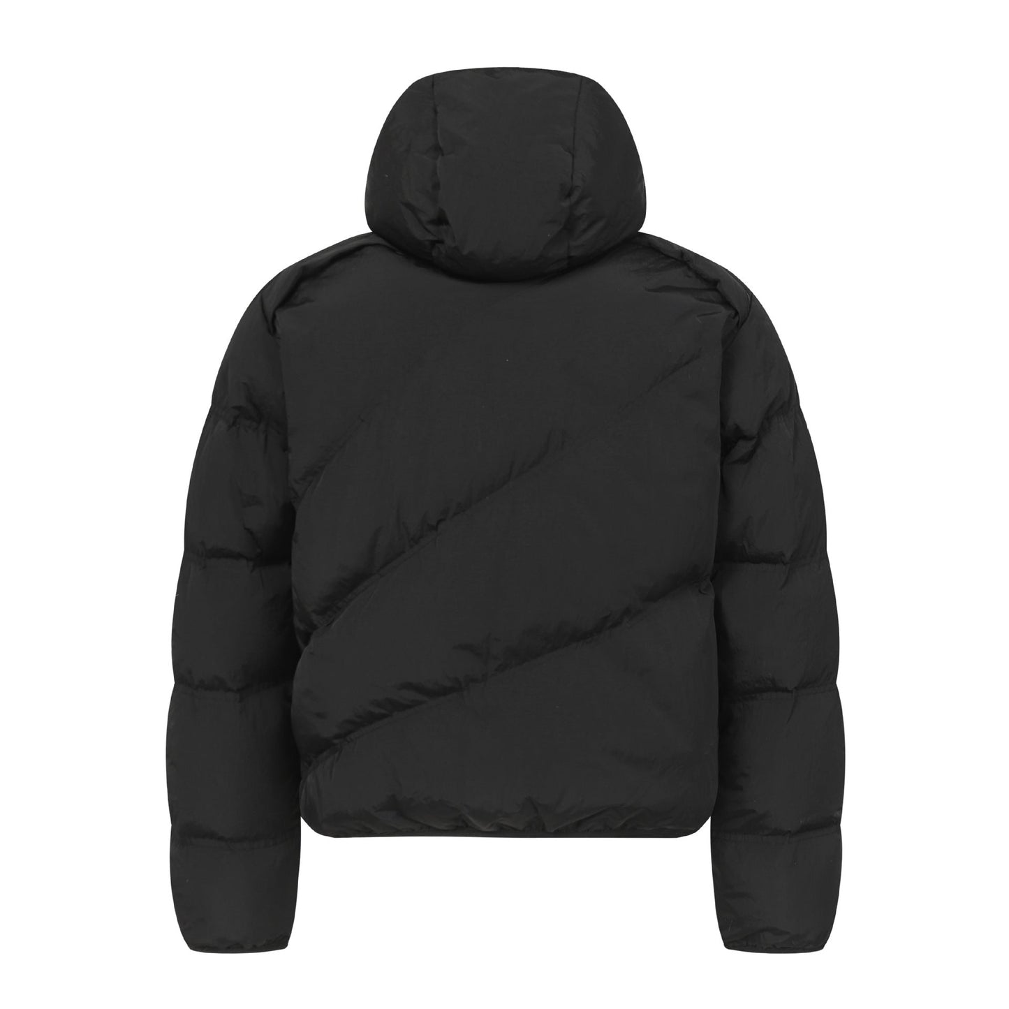 Urban Fashion & Streetwear | Craftklart black quilted puffer jacket with an integrated hood, back view