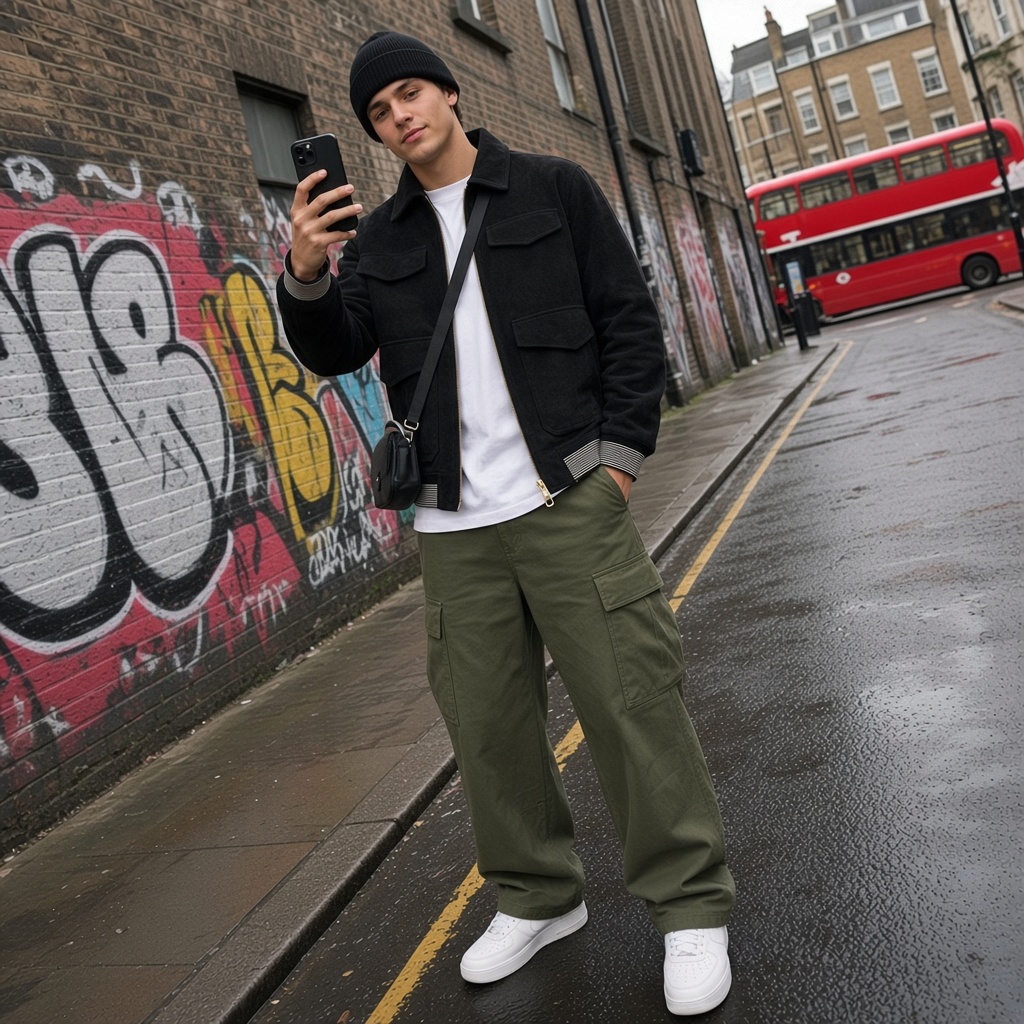 Black Craftklart wide shoulder bomber jacket with structured design, urban streetwear style, and modern silhouette.