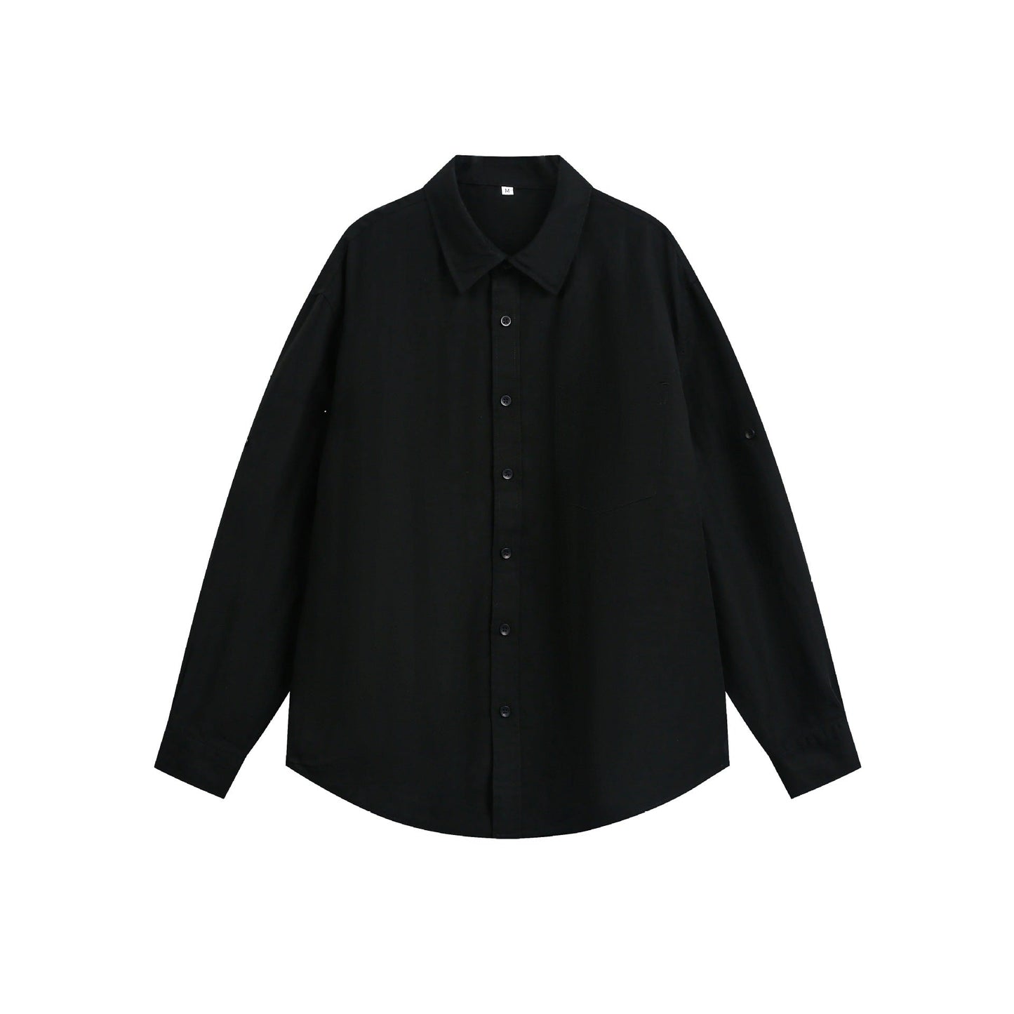 Urban Fashion & Streetwear | Craftklart black long sleeve button-down shirt with a loose fit and minimalist design.