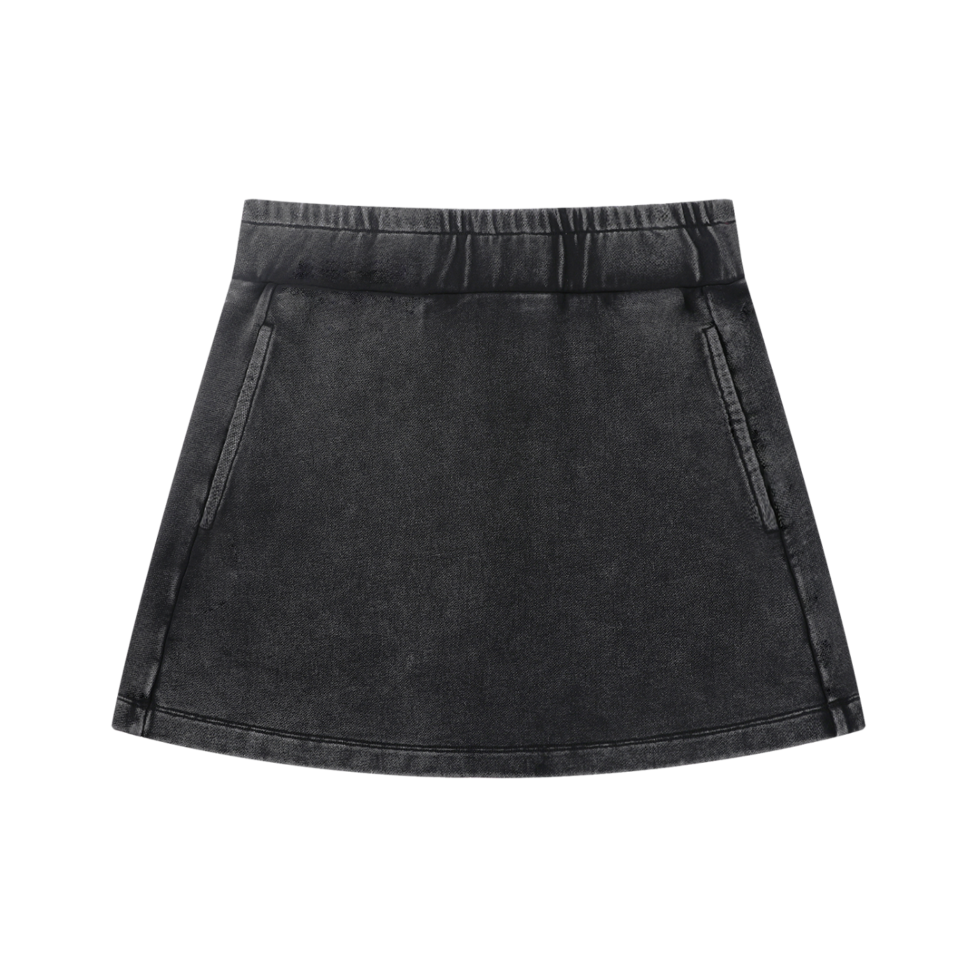 Urban Fashion & Streetwear | Craftklart mineral wash black mini skirt with elastic waistband and side pockets