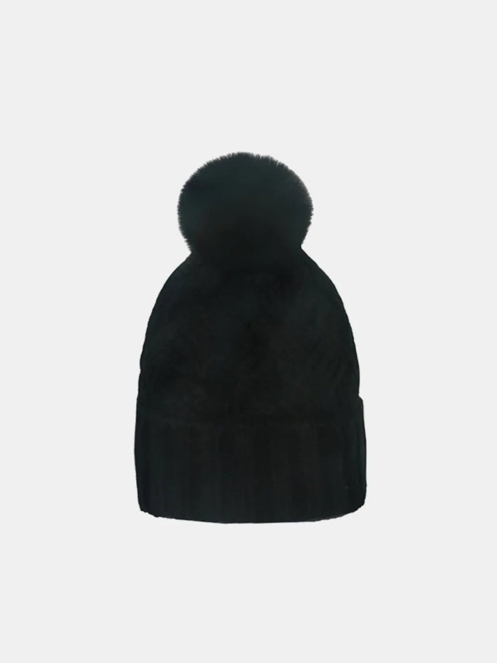 Urban Fashion & Streetwear | Craftklart black cable-knit acrylic hat with a pompom and roll rim