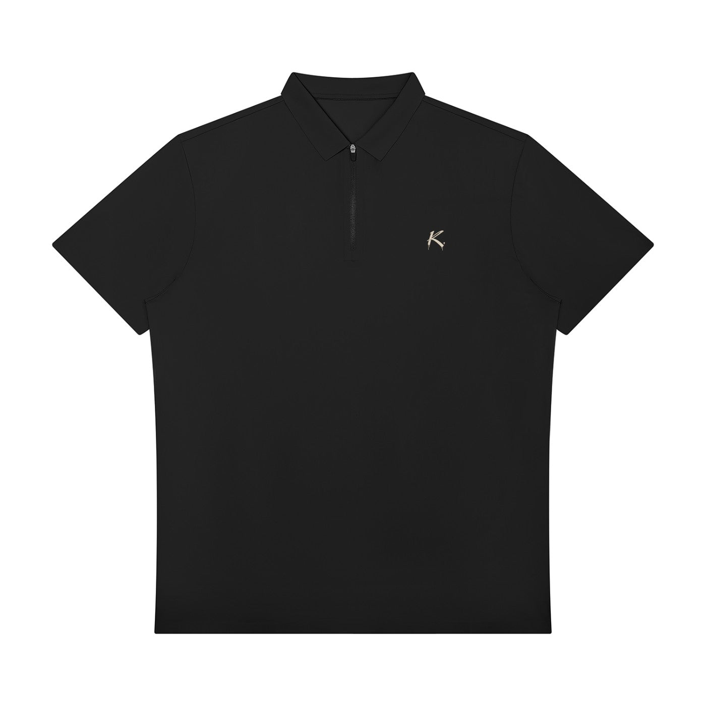Urban Fashion & Streetwear | Craftklart black short-sleeve performance polo shirt with a quarter-zip collar.