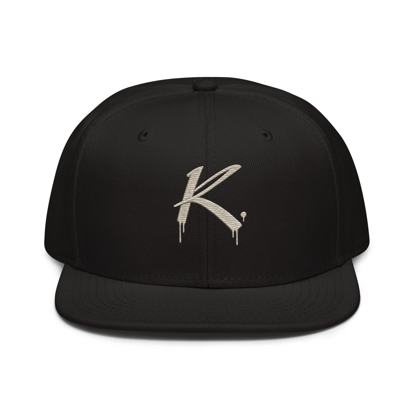 Urban Fashion & Streetwear | Craftklart black six-panel snapback cap with embroidered white K logo and flat visor