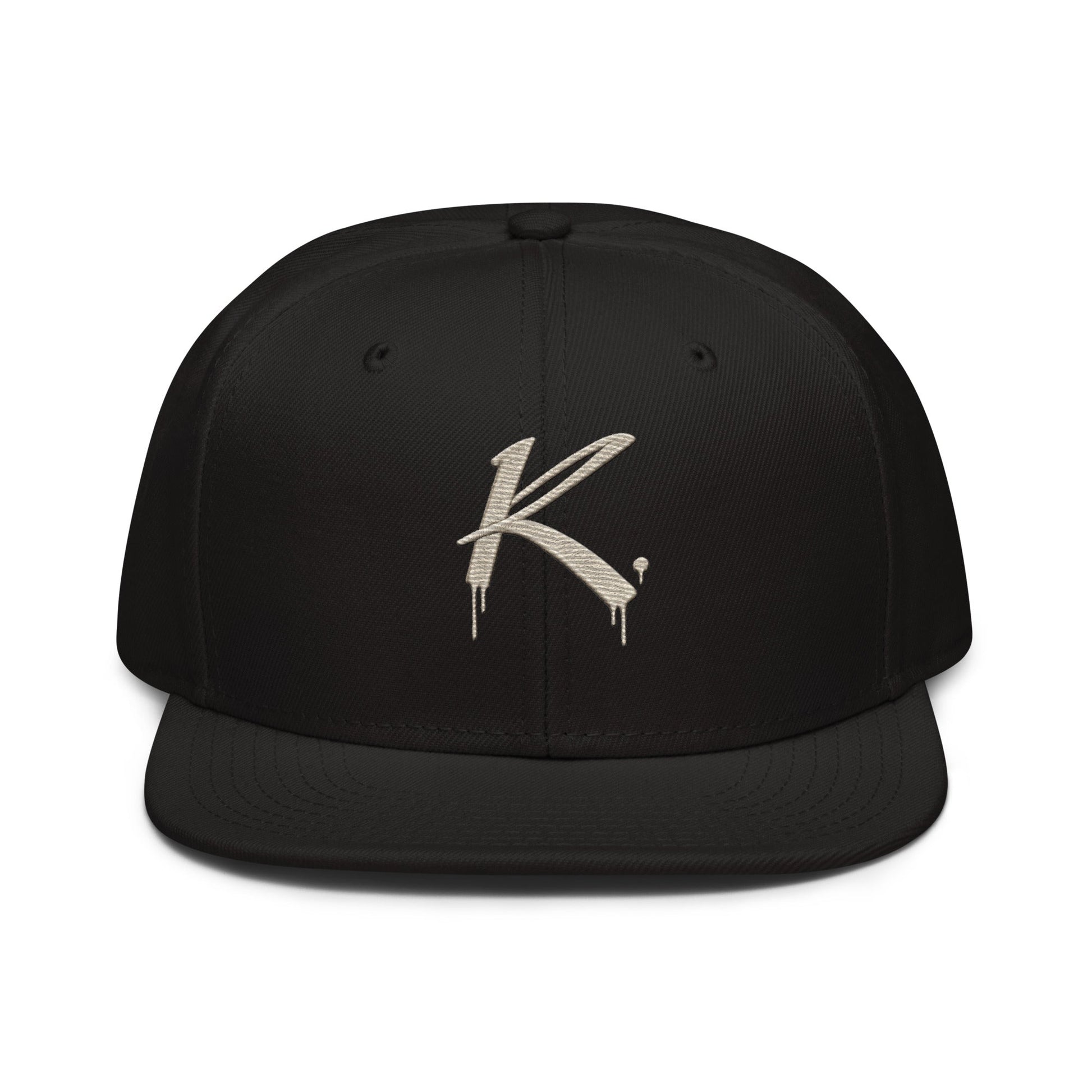 Urban Fashion & Streetwear | Craftklart black six-panel snapback cap with embroidered white K logo and flat visor