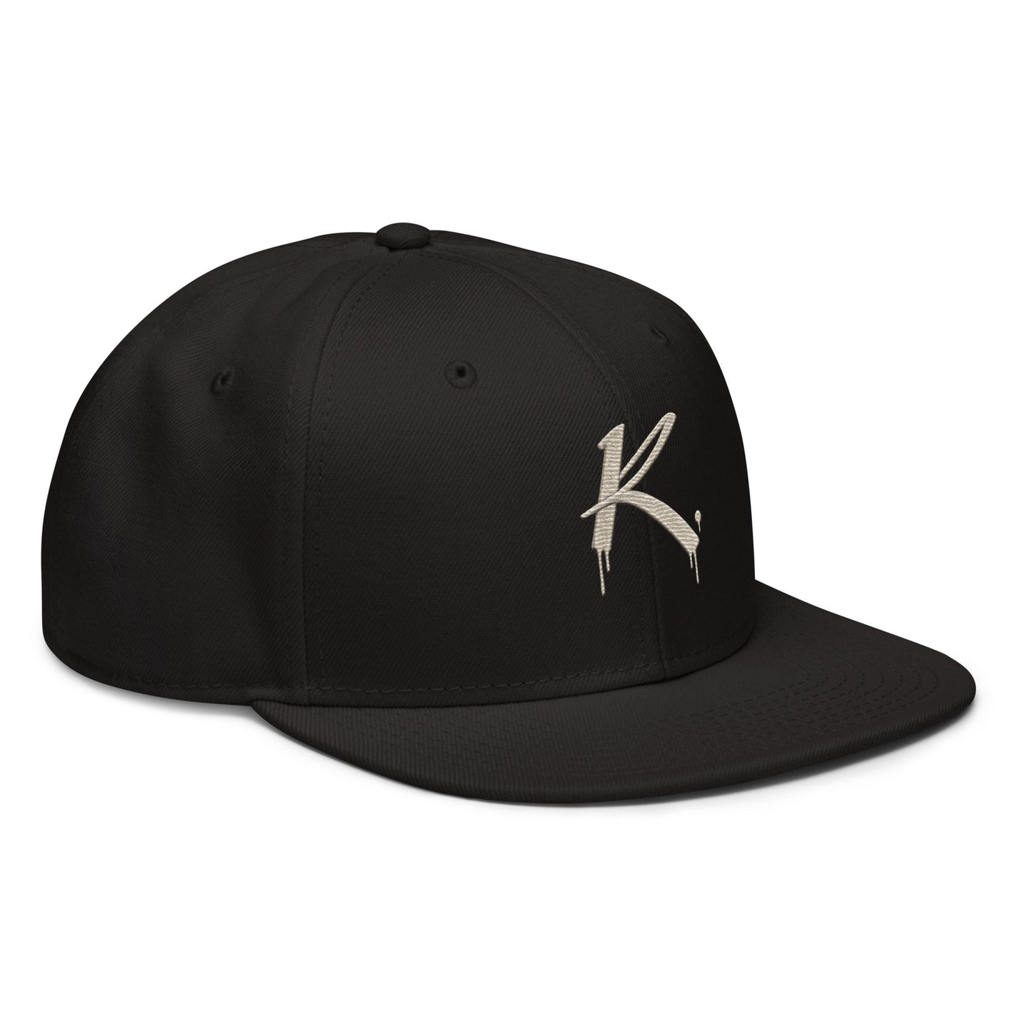 Urban Fashion & Streetwear | Craftklart black high-profile six-panel snapback cap with embroidered K logo and flat visor