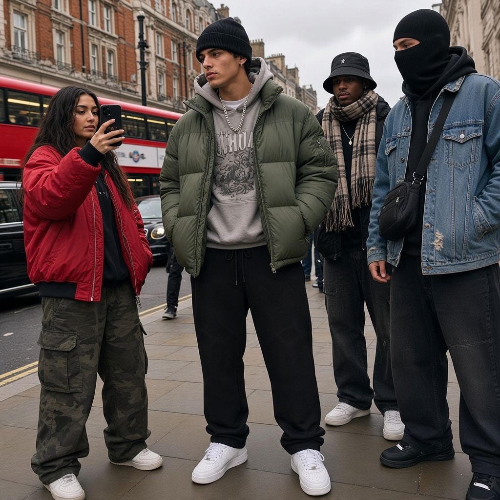 Urban Fashion & Streetwear | Craftklart straight-leg sweatpants in black, worn by a man in a green puffer jacket.