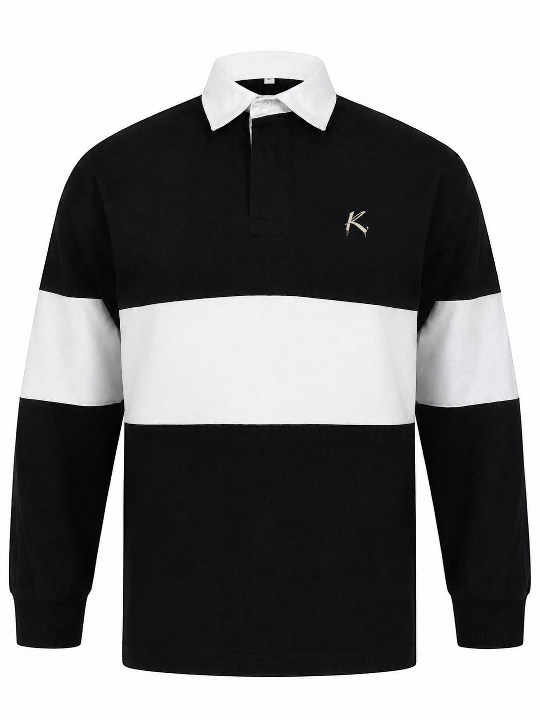 Urban Fashion & Streetwear | Craftklart black and white heavyweight cotton rugby shirt with a contrast collar.