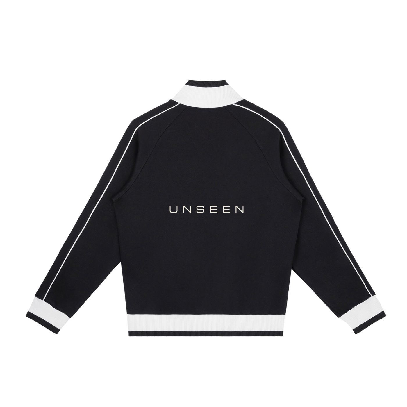 Urban Fashion & Streetwear | Craftklart black and white raglan track jacket with UNSEEN graphic on the back