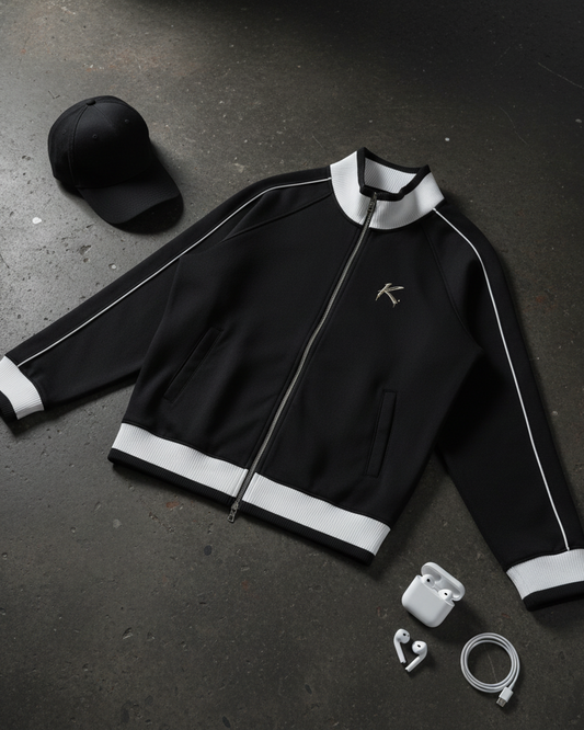 Urban Fashion & Streetwear | Craftklart black and white color block raglan zip track jacket with embroidered logo