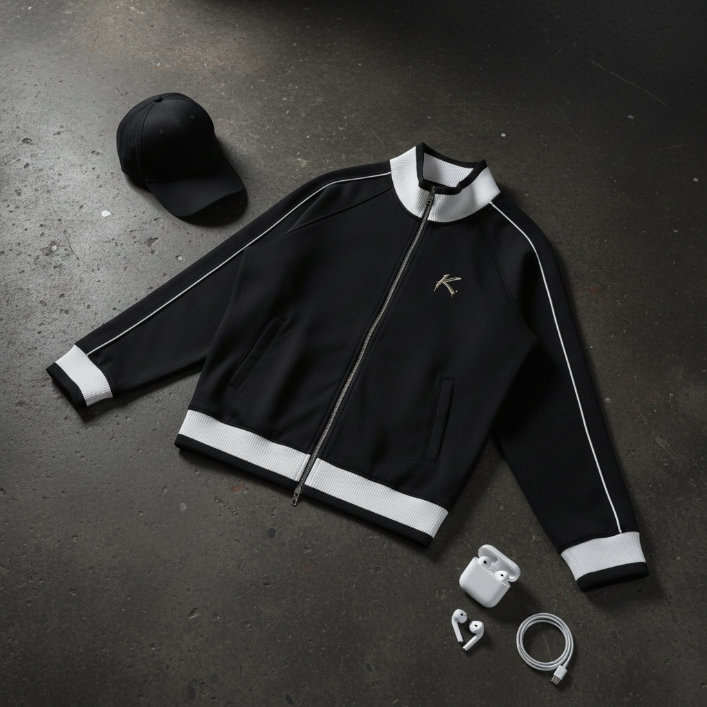 Urban Fashion & Streetwear | Craftklart black and white color block raglan zip track jacket with embroidered logo