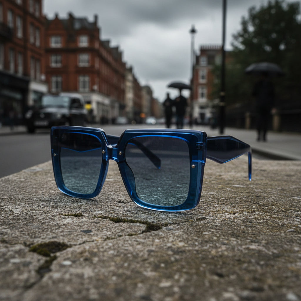 Urban Fashion & Streetwear | Craftklart oversized square sunglasses with blue gradient lenses and polycarbonate frame.