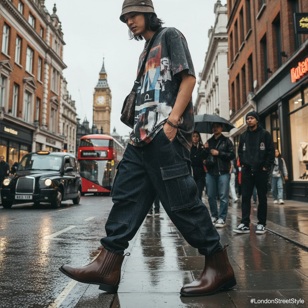 Desaidb Borough men's casual shoes made of faux leather, featuring a stylish urban streetwear design with lace-up closure.