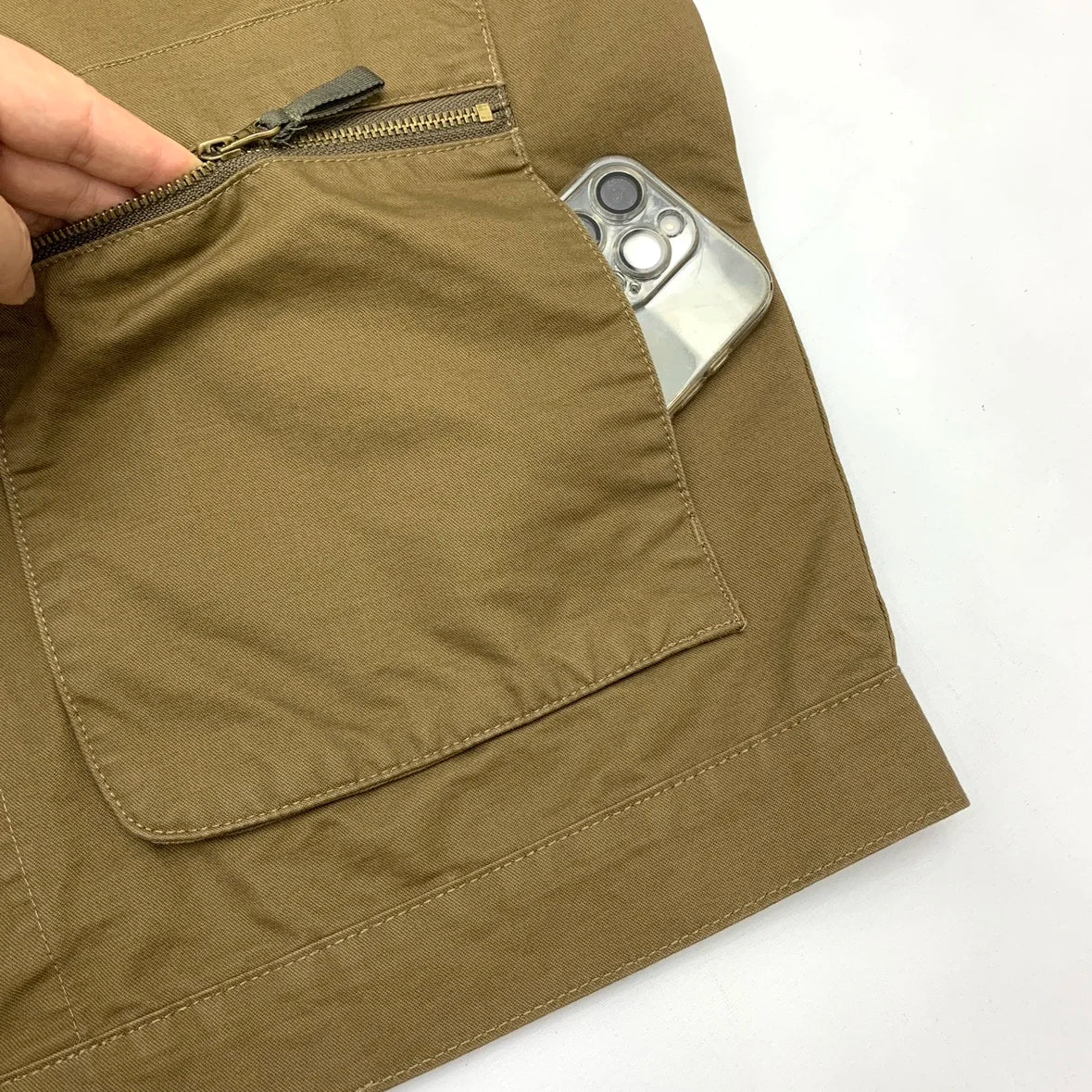 Urban Fashion & Streetwear | Craftklart brown cotton workwear jacket featuring a large zippered utility pocket