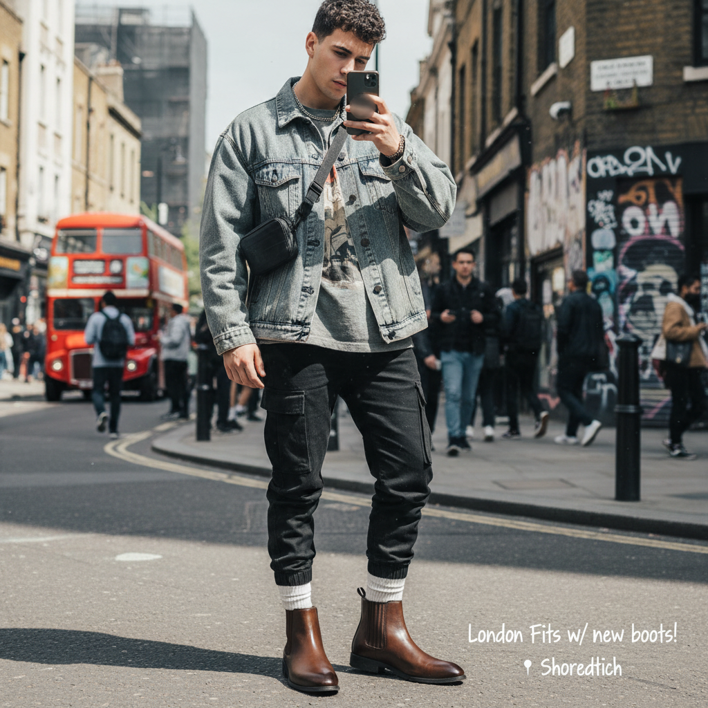Desaidb men's casual shoes in brown faux leather, urban streetwear style with sleek design and sturdy soles.