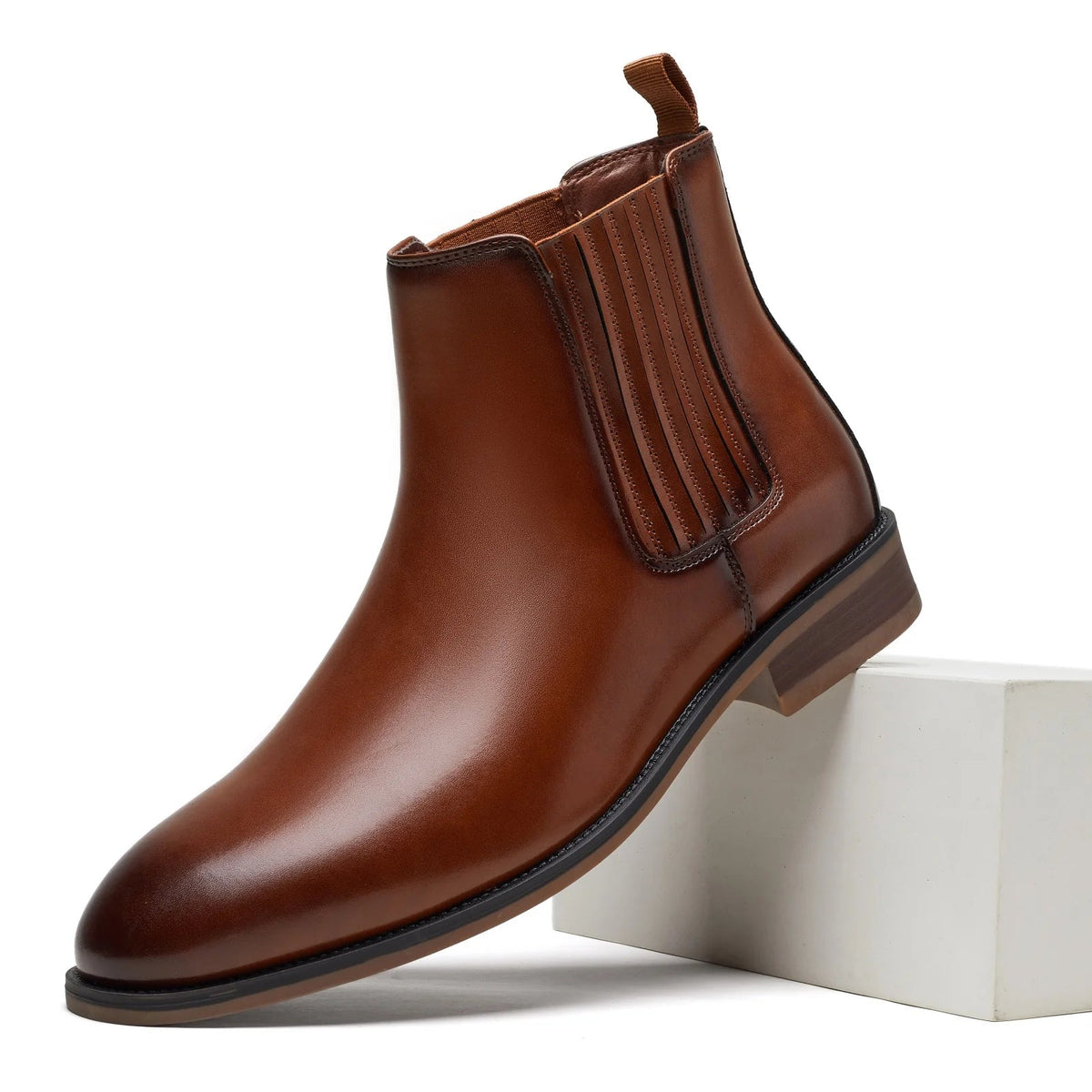 Desaidb men's casual Borough faux leather shoes in brown with a sleek urban streetwear style and stylish design.