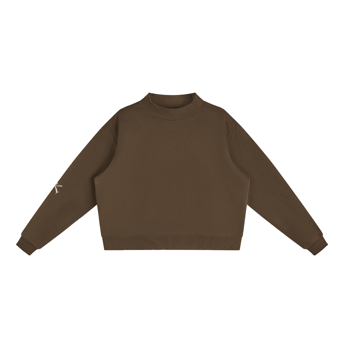 Urban Fashion & Streetwear | Craftklart oversized brown fleece mock-neck sweatshirt with drop shoulders