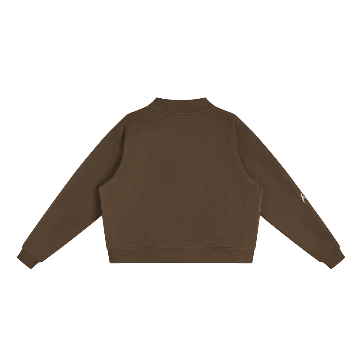 Urban Fashion & Streetwear | Craftklart brown oversized fleece mock-neck sweatshirt with long drop-shoulder sleeves.