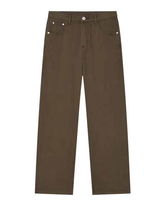 Urban Fashion & Streetwear | Craftklart brown vintage wash straight leg jeans in heavyweight cotton.
