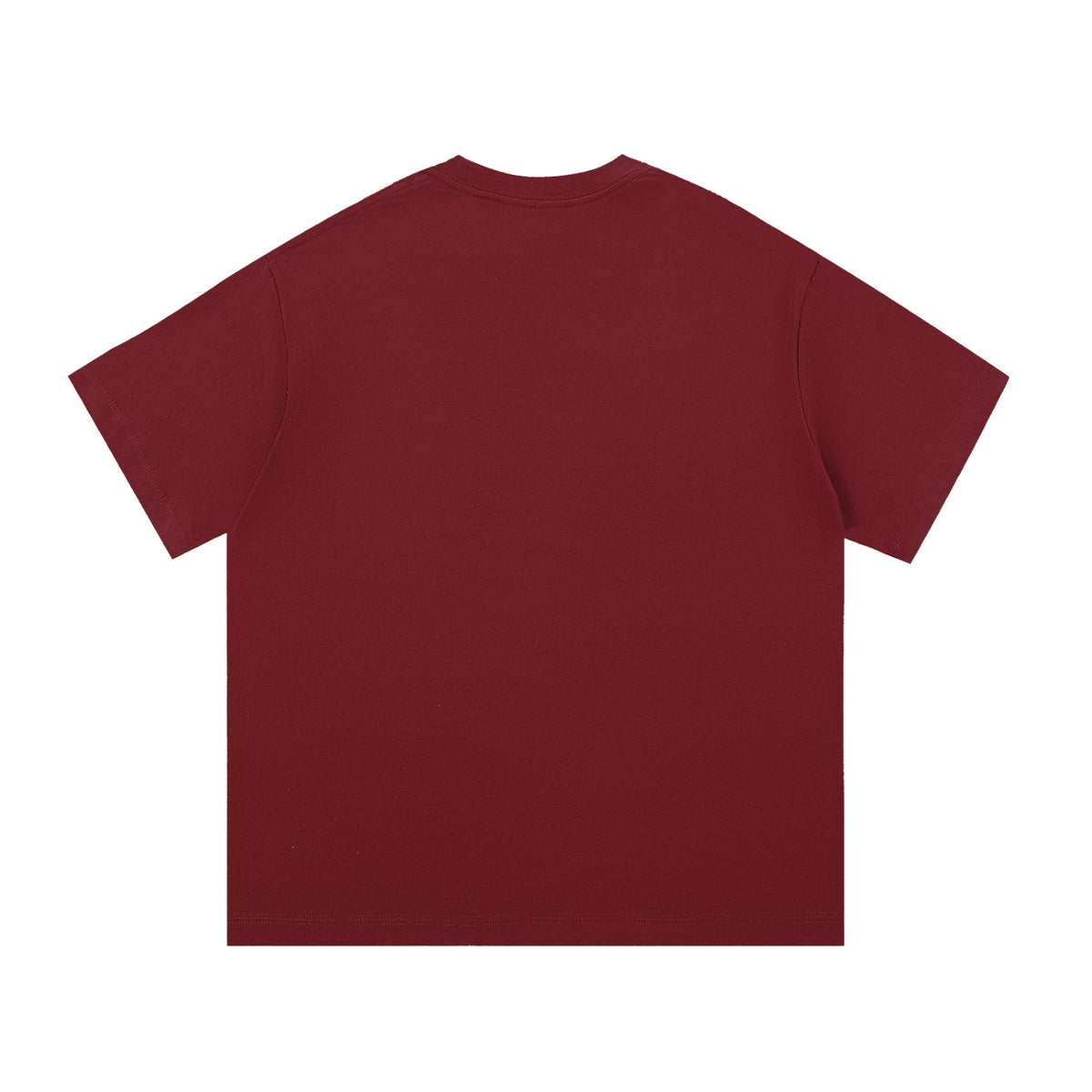 Back view of a plain maroon Urban Fashion & Streetwear | Craftklart heavyweight cotton crew neck t-shirt