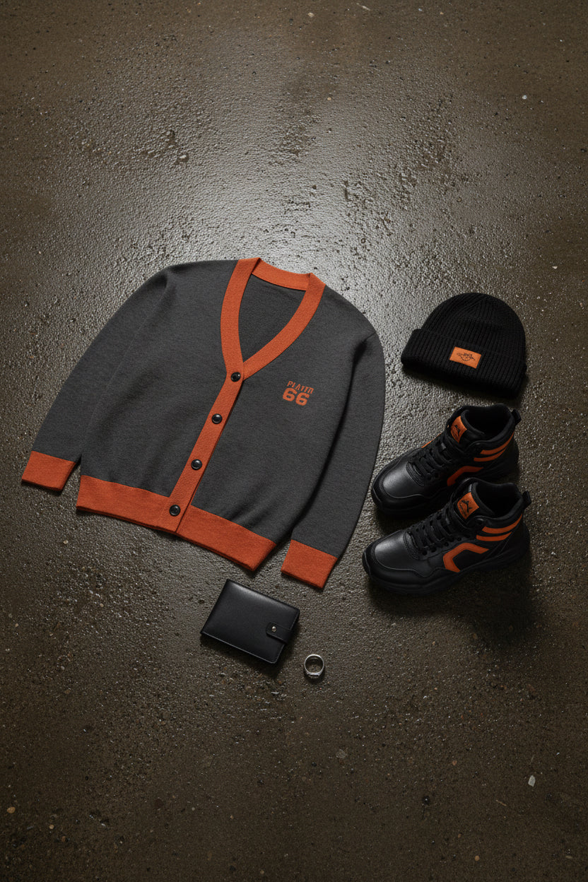 Urban casual knitted cardigan from Urban Fashion & Streetwear Craftklart, shown in a cozy, stylish design.