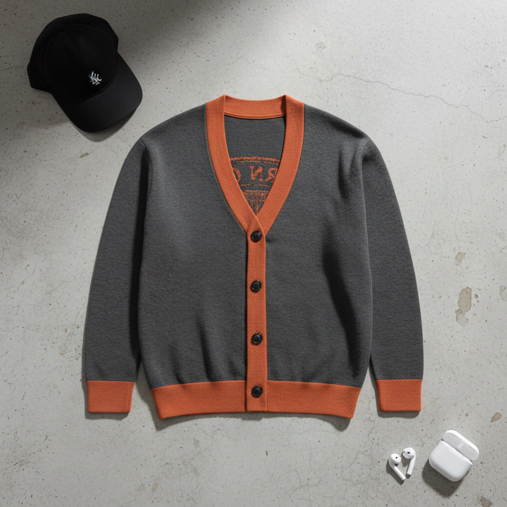 Urban Casual Knitted Cardigan from Urban Fashion & Streetwear, featuring a cozy knit fabric and casual streetwear style.