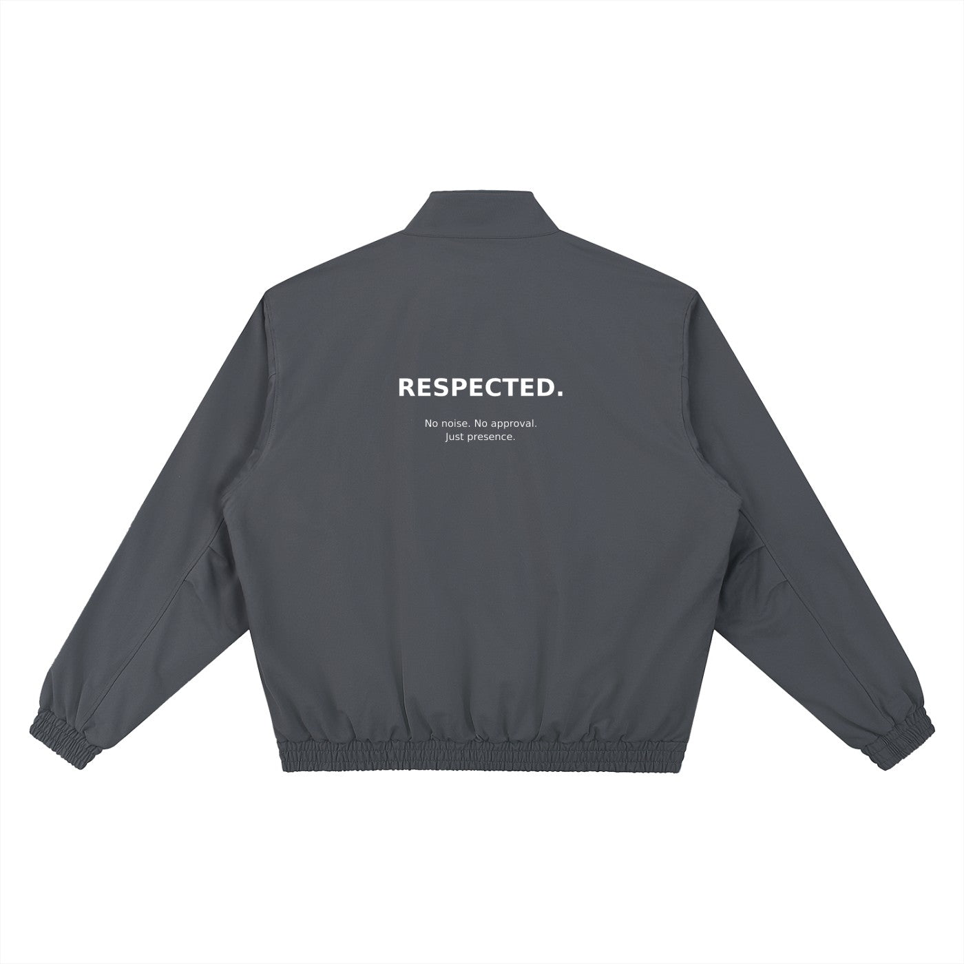 Urban Fashion & Streetwear | Craftklart charcoal grey bomber jacket with stand collar and back print