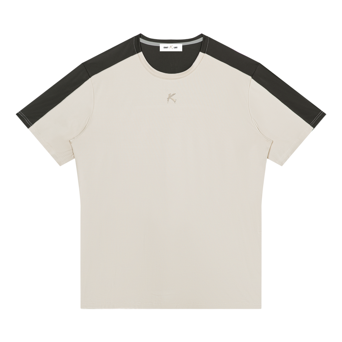 Urban Fashion & Streetwear | Craftklart men's color block performance t-shirt in beige and dark grey with raglan sleeves