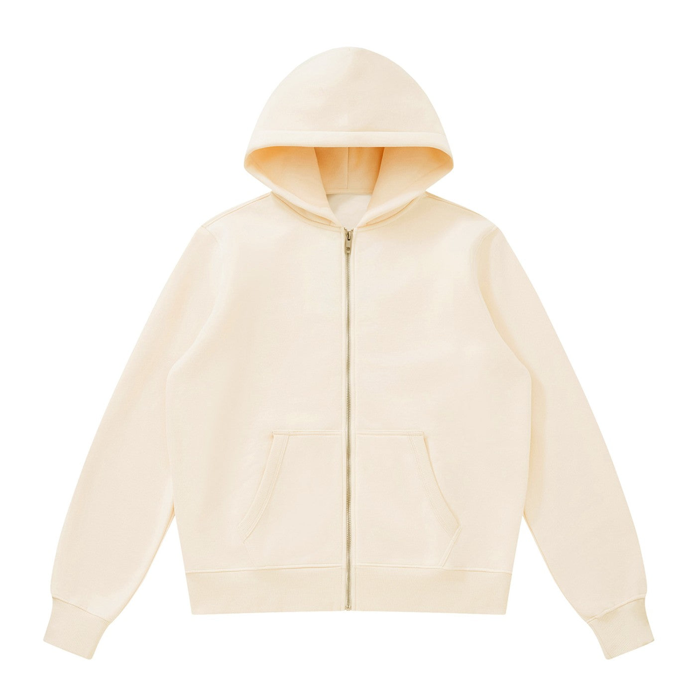 Urban Fashion & Streetwear | Craftklart beige fleece full-zip hoodie with a hood and front pockets.