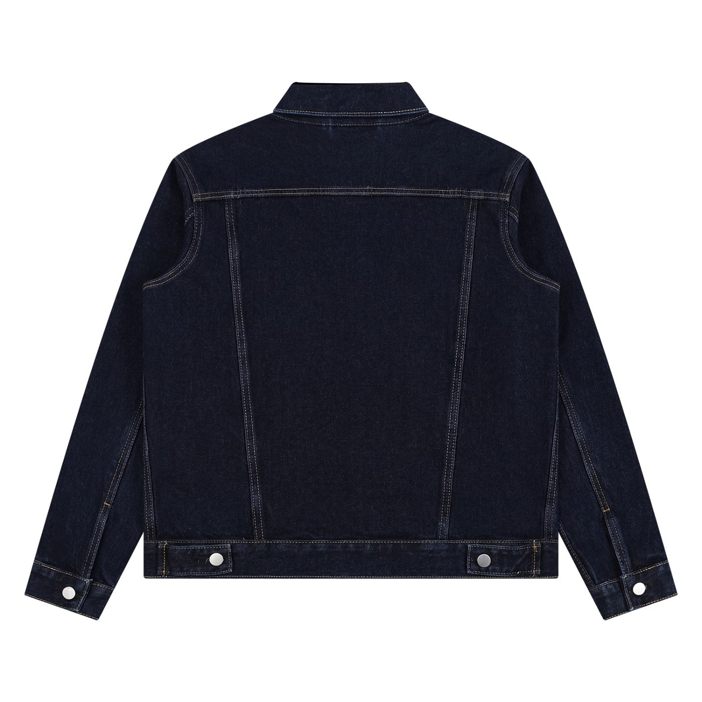 Back view of Urban Fashion & Streetwear | Craftklart vintage wash dark blue denim jacket with button cuffs