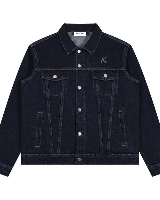 Urban Fashion & Streetwear | Craftklart vintage wash dark blue denim jacket with button-up front and chest pockets.