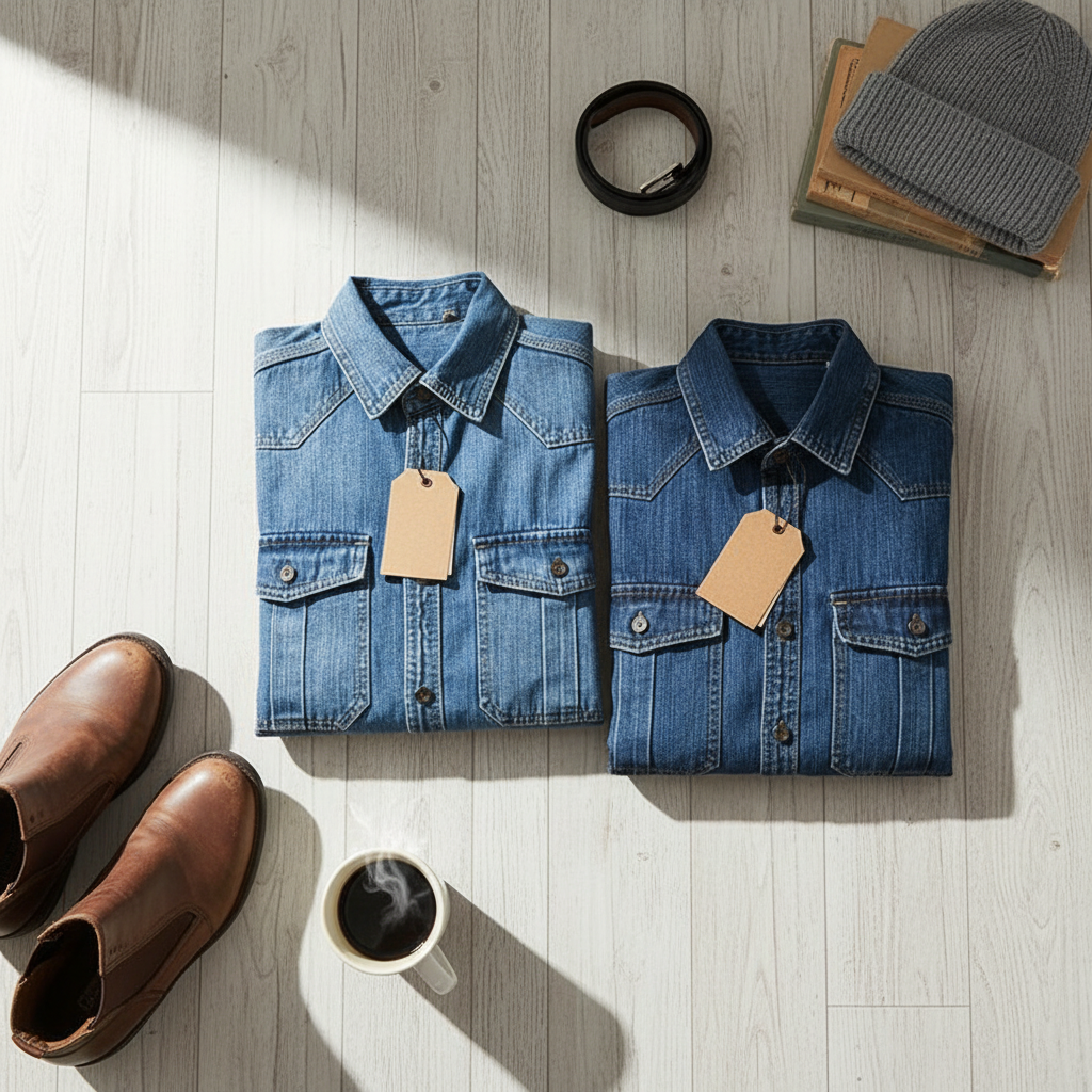Urban Fashion & Streetwear | Craftklart denim shirts in light and dark blue cotton with pockets and button closures.