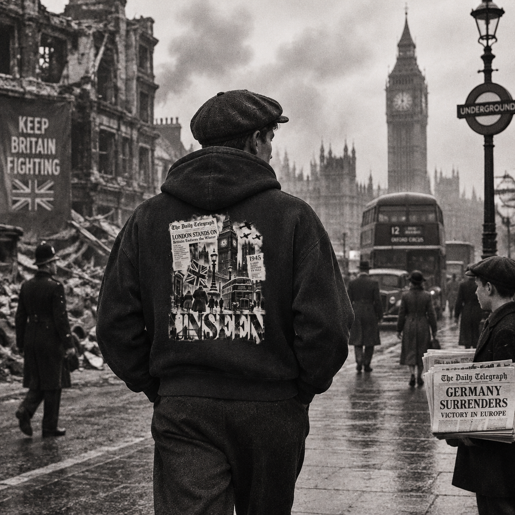 Urban Fashion & Streetwear | Craftklart distressed boxy hoodie with vintage London graphic print on back