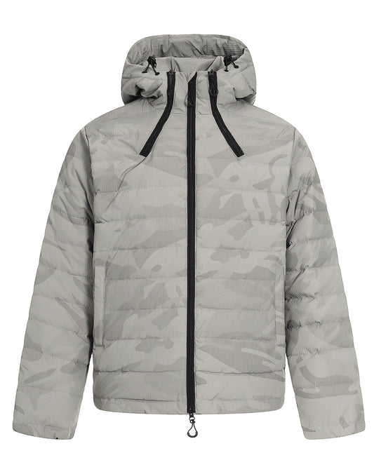 Urban Fashion & Streetwear | Craftklart gray camouflage lightweight winter jacket with hood and zipper closure