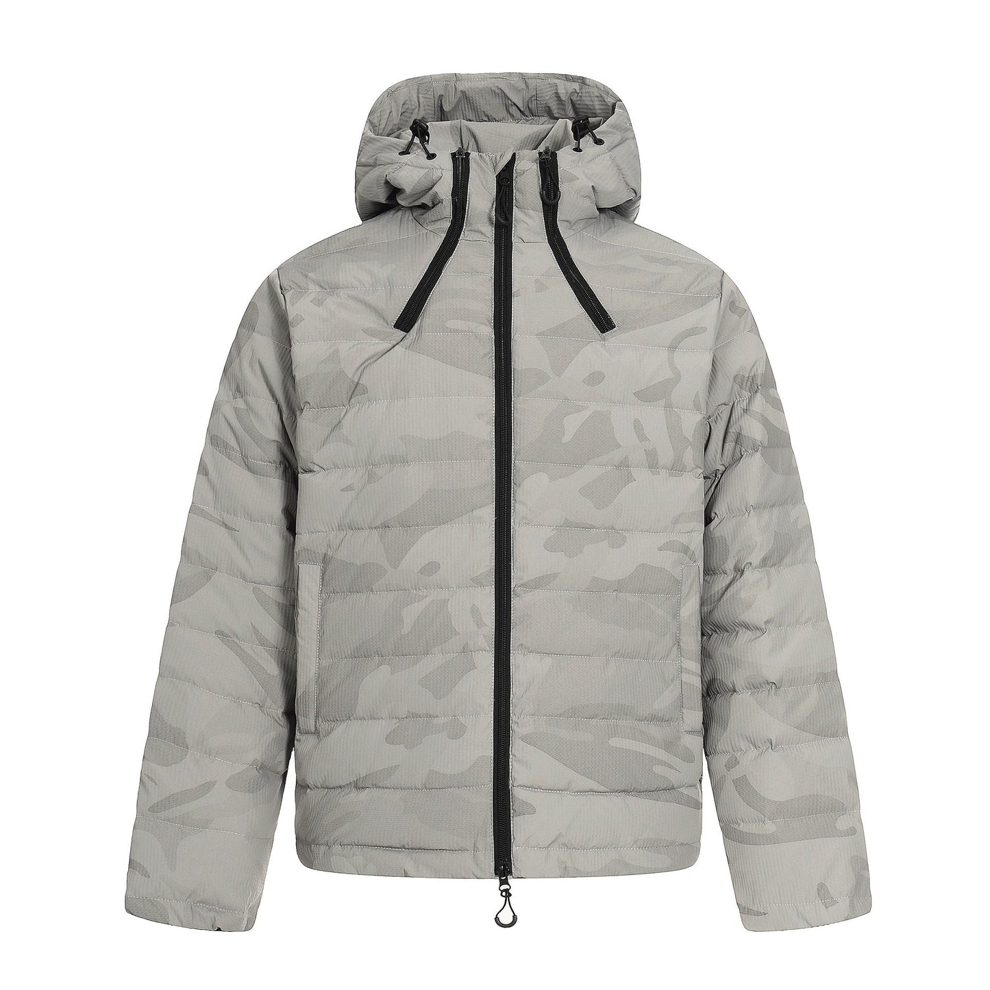Urban Fashion & Streetwear | Craftklart gray camouflage lightweight winter jacket with hood and zipper closure
