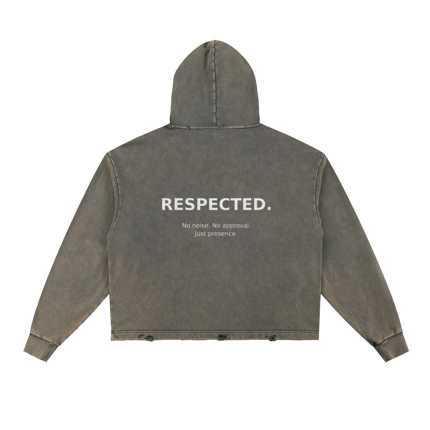 Urban Fashion & Streetwear | Craftklart gray vintage washed heavyweight hoodie with frayed hem and back text print.