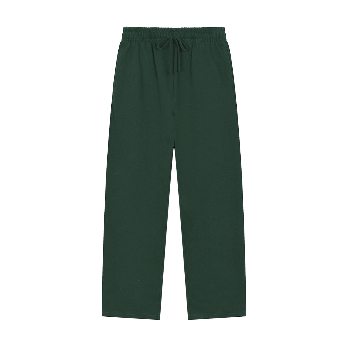 Urban Fashion & Streetwear | Craftklart dark green straight-leg sweatpants with an elastic drawstring waistband.